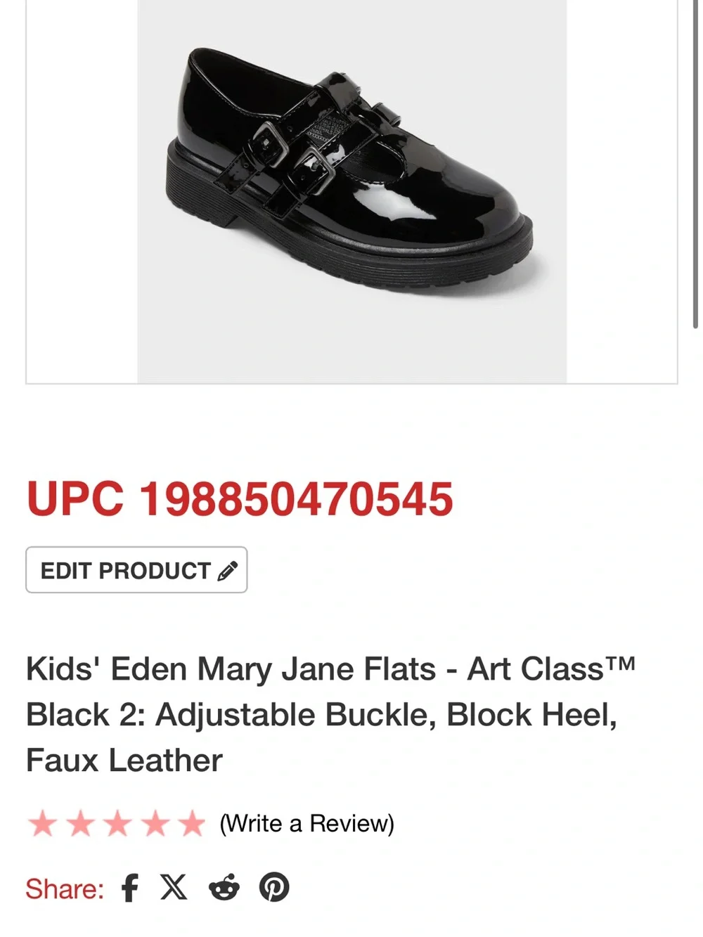 art class Patent Double-Buckle Mary Jane - Black b161s